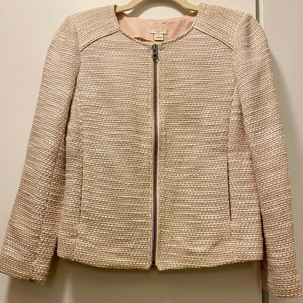 J. Crew Pink Tweed Blazer Size 0